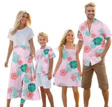 Roupas havaianas combinando Cromoncent Family Dad Son Pink Roupas havaianas combinando Cromoncent Family Dad Son Pink