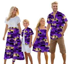 Roupas havaianas combinando Cromoncent Family Dad Son Purple Roupas havaianas combinando Cromoncent Family Dad Son Purple