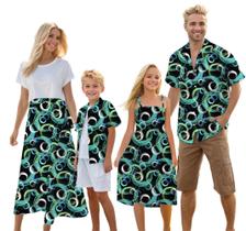 Roupas havaianas cromantes combinando para Family Circle Green Roupas havaianas cromantes combinando para Family Circle Green
