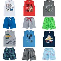 Roupas Infantil de Menino Crianças Kti com 6 Conjuntos com Peças Verão Calor Regatas e Bermudas