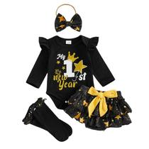 Roupas Kavousa New Year Baby Girl Outfit de 1º ano com acessórios Roupas Kavousa New Year Baby Girl Outfit de 1º ano com acessórios