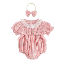 Roupas: macacão de verão TwoPumpkin Baby Girl com faixa de cabeça 12-18M