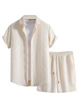 Roupas masculinas de 2 peças GORGLITTER Beige XL Shirt Shorts Roupas masculinas de 2 peças GORGLITTER Beige XL Shirt Shorts