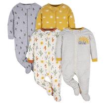 Roupas para bebês unissex Gerber, pacote com 4 unidades, 'N Play Footie Sleepers