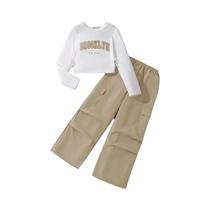 Roupas Para Meninas De 8 a 12 Anos Conjuntos Coordenados Primavera Outono Em Cores Sólidas Estilo