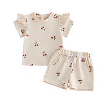 Roupas Thorn Tree Summer Baby Girl 3-4 T com estampa de cerejeira, 2 unidades Roupas Thorn Tree Summer Baby Girl 3-4 T com estampa de cerejeira, 2 unidades