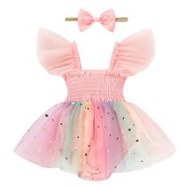Roupas TITKKOP Baby Girl Tule Romper Ruffe sem mangas 12-18M Roupas TITKKOP Baby Girl Tule Romper Ruffe sem mangas 12-18M