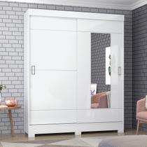 Roupeiro 02 Portas Deslizante Com Espelho B66 Flex Branco - Briz Móveis
