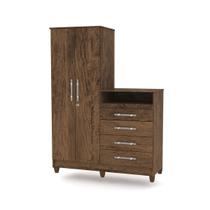 Roupeiro 2 Portas + Cômoda Line 4 Gavetas Imbuia Rústico para Quarto Dormitório - Vila Rica Roupeiro 2 Portas + Cômoda Line 4 Gavetas Imbuia Rústico para Quarto Dormitório - Vila Rica