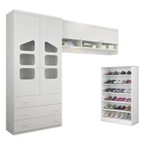 Roupeiro 2 Portas Módulo e Armário Algodão Doce 100% MDF + Sapateira Prateleira Bella - Bela Móveis Roupeiro 2 Portas Módulo e Armário Algodão Doce 100% MDF + Sapateira Prateleira Bella - Bela Móveis