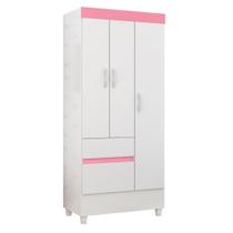 Roupeiro 3 Portas Smith Branco Rosa