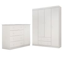 Roupeiro 4 Portas + Cômoda 3 Gavetas Ana Roupeiro 4 Portas + Cômoda 3 Gavetas Ana