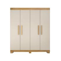 Roupeiro 4 Portas Valdemóveis Quero Quero c 2 Gavetas e Pés Freijó Off White