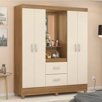 Roupeiro 4p abrir 2g c/espelho acp isabely capelinha cinamomo/off white Roupeiro 4p abrir 2g c/espelho acp isabely capelinha cinamomo/off white