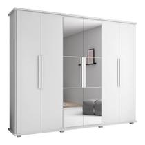 Roupeiro 6 Portas Bérgamo Branco com Espelho Roupeiro 6 Portas Bérgamo Branco com Espelho
