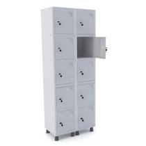 Roupeiro Aço 10 Portas Cinza Tranca Para Cadeado Pandin