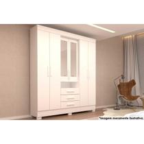 Roupeiro ACP Débora 6 Portas 3 Gavetas c/Espelho Branco Roupeiro ACP Débora 6 Portas 3 Gavetas c/Espelho Branco