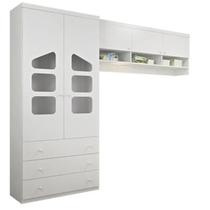 Roupeiro Algodão Doce Infantil 2 Portas + Armário Aéreo Módulo 3 Portas 100% MDF - Bela Móveis Roupeiro Algodão Doce Infantil 2 Portas + Armário Aéreo Módulo 3 Portas 100% MDF - Bela Móveis