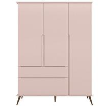 Roupeiro Alice 3 Portas Infantil/ Juvenil Pés Palito 100% MDF Rosê - Bela Móveis