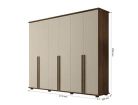 Roupeiro/Armário/Guarda Roupas/Organizador EST 6 Portas Com Puxadores em MDF e 5 Gavetas Cor Freijó/Off White Roupeiro/Armário/Guarda Roupas/Organizador EST 6 Portas Com Puxadores em MDF e 5 Gavetas Cor Freijó/Off White