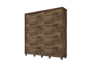 Roupeiro/Armário/Guarda Roupas/Organizador MONT Modelo Rústico Com Portas de Correr Calceiro,Cabideiro e trilhos em Alumínio Cor Amadeirado