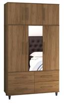 Roupeiro Armário Triplex três partes Guarda Roupas London casal 6 portas / 4 gavetas cor Avelã amadeirado marrom com espelho Roupeiro Armário Triplex três partes Guarda Roupas London casal 6 portas / 4 gavetas cor Avelã amadeirado marrom com espelho