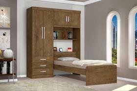 Roupeiro CAN Com Cama + cabeceira Baú Solteiro 1.57m 4 Portas e 3 Gavetas Amplo Espaço Interno Cor Jequitiba Roupeiro CAN Com Cama + cabeceira Baú Solteiro 1.57m 4 Portas e 3 Gavetas Amplo Espaço Interno Cor Jequitiba