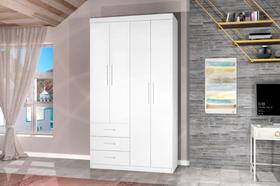 Roupeiro CAN Solteiro 4 Portas + 3 Gavetas Cor Branco