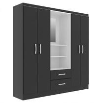 Roupeiro capelinha 4 portas e 2 gavetas - black
