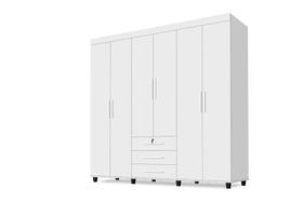 Roupeiro casal 06 portas 3 gavetas com espelho cor Branco