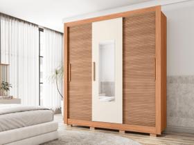 Roupeiro Casal 3 Portas Caemmun Chile Lux 1,90m Freijó Off White com Espelho e Gavetas