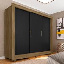 Roupeiro Casal 3 Portas De Correr Estela Boreal/preto - Móveis Arapongas