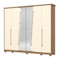 Roupeiro Casal 6 Portas Henn Dubai Nature Off White com Espelho e Gavetas Amplas Roupeiro Casal 6 Portas Henn Dubai Nature Off White com Espelho e Gavetas Amplas