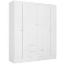 Roupeiro Casal 6 Portas THB Astor, Branco com Rosa, 153 cm