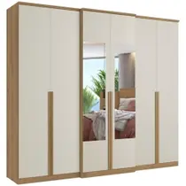 Roupeiro Casal 6 Portas THB Valência Glass, Cappuccino/Off White, 261 cm Roupeiro Casal 6 Portas THB Valência Glass, Cappuccino/Off White, 261 cm