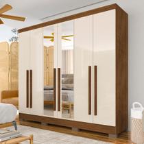 Roupeiro Casal 6pts 2gav Com Espelho Ester Freijó/off - M.a