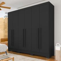 Roupeiro Casal 6Pts 2Gav Moderno Ester Preto M.a