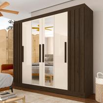 Roupeiro Casal 6pts Ripado Com Espelho Camille Imbuia/off - M.a