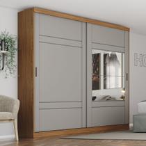 Roupeiro Casal com Espelho 2 Portas Deslizantes 3 Gavetas Del Mare Espresso Móveis