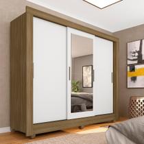 Roupeiro Casal Com Espelho 3 Portas De Correr Estela Boreal/branco - Móveis Arapongas