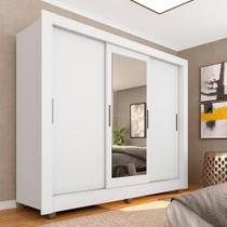 Roupeiro Casal Com Espelho 3 Portas De Correr Estela Branco - Móveis Arapongas
