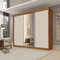 Roupeiro Casal Luxo Florença 100% Mdf 3 Portas de Correr 5 Gavetas Trilhos em Alumínio Espelho - Luapa - Carvalho/Off Roupeiro Casal Luxo Florença 100% Mdf 3 Portas de Correr 5 Gavetas Trilhos em Alumínio Espelho - Luapa - Carvalho/Off
