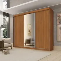 Roupeiro Casal Luxo Florença 100% Mdf 3 Portas de Correr 5 Gavetas Trilhos em Alumínio Espelho - Luapa - Carvalho Roupeiro Casal Luxo Florença 100% Mdf 3 Portas de Correr 5 Gavetas Trilhos em Alumínio Espelho - Luapa - Carvalho