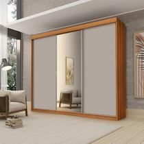 Roupeiro Casal Luxo Florença 100% Mdf 3 Portas de Correr 5 Gavetas Trilhos em Alumínio Espelho - Luapa - Freijó/Mani Roupeiro Casal Luxo Florença 100% Mdf 3 Portas de Correr 5 Gavetas Trilhos em Alumínio Espelho - Luapa - Freijó/Mani