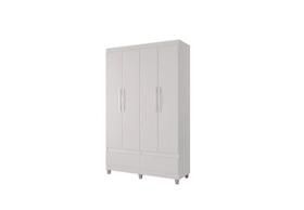 Roupeiro Casal Quarto Armário Guarda Roupa Organizador com 4 Portas e 2 Gavetas Romeu Primus - Branco