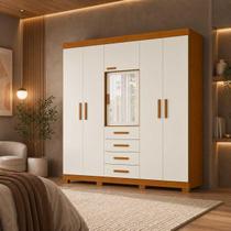 Roupeiro Casal Virtus 6 Portas e 4 Gavetas - Cinamomo Off White - Albatroz Roupeiro Casal Virtus 6 Portas e 4 Gavetas - Cinamomo Off White - Albatroz