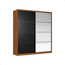 Roupeiro Com Espelho 2 Portas Casal Veneza Nogueira Preto