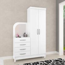 Roupeiro Cômoda 2 Portas 4 Gavetas Branco Brilho Recife Atualle Móveis