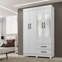 Roupeiro Copacabana Branco 4 Portas Com Espelho Benetil Móveis Roupeiro Copacabana Branco 4 Portas Com Espelho Benetil Móveis