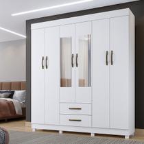 Roupeiro Copacabana Branco 6 Portas Com Espelho Benetil Móveis Roupeiro Copacabana Branco 6 Portas Com Espelho Benetil Móveis